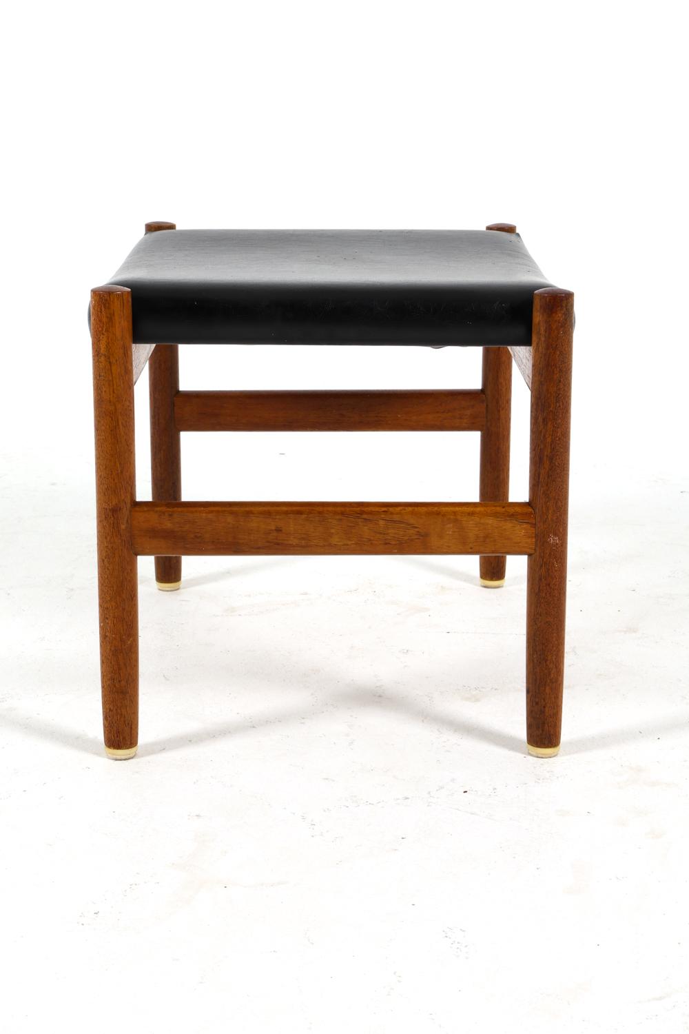 spottrup danish teak stool in custom shearling