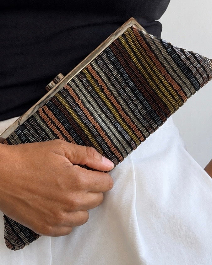 tonal beaded evening clutch
