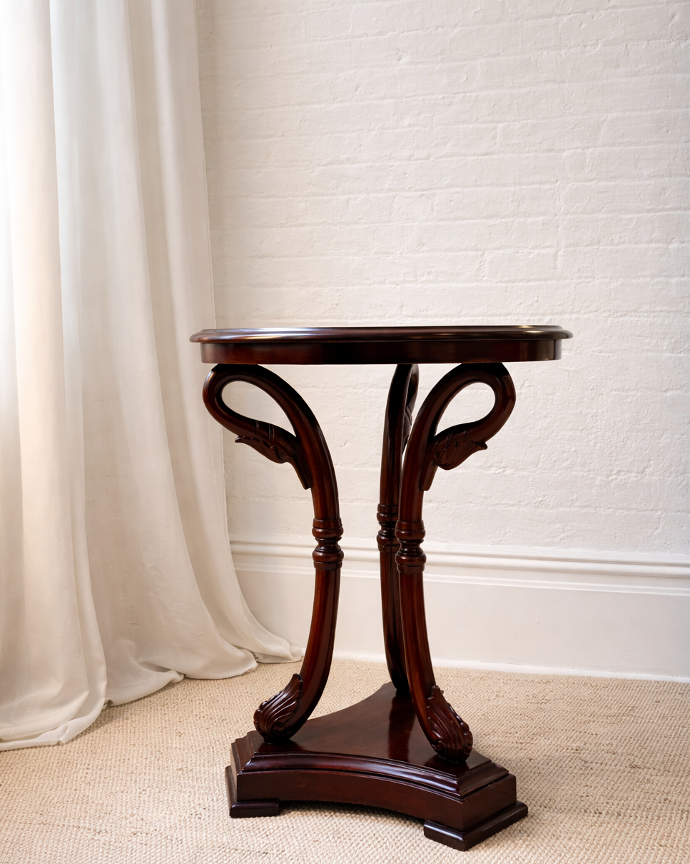 mahogany swan pedestal side table