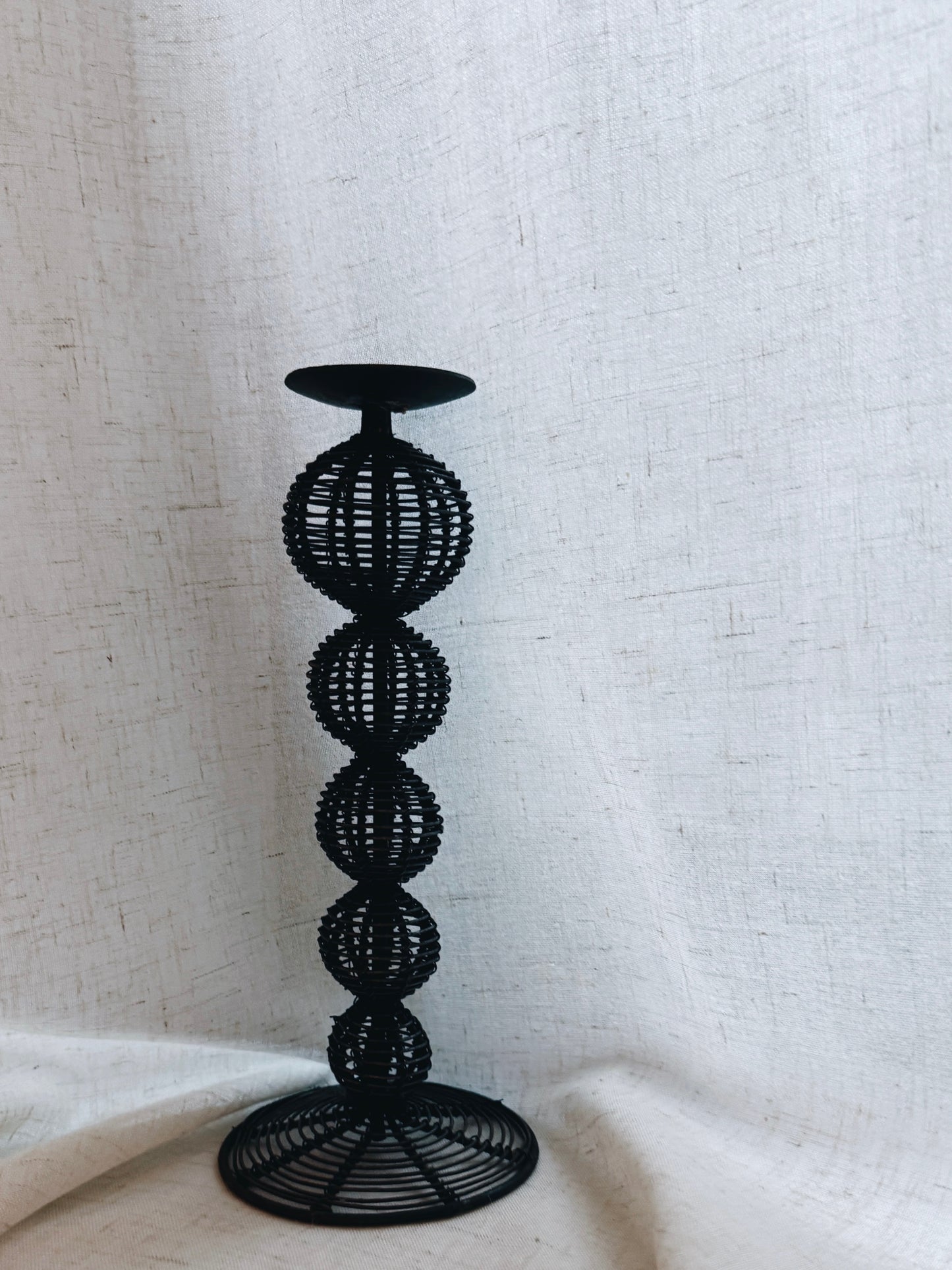 vintage wrought iron sculptural candleholder