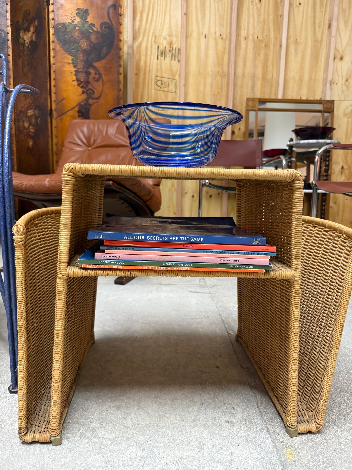 curated vintage art book stack