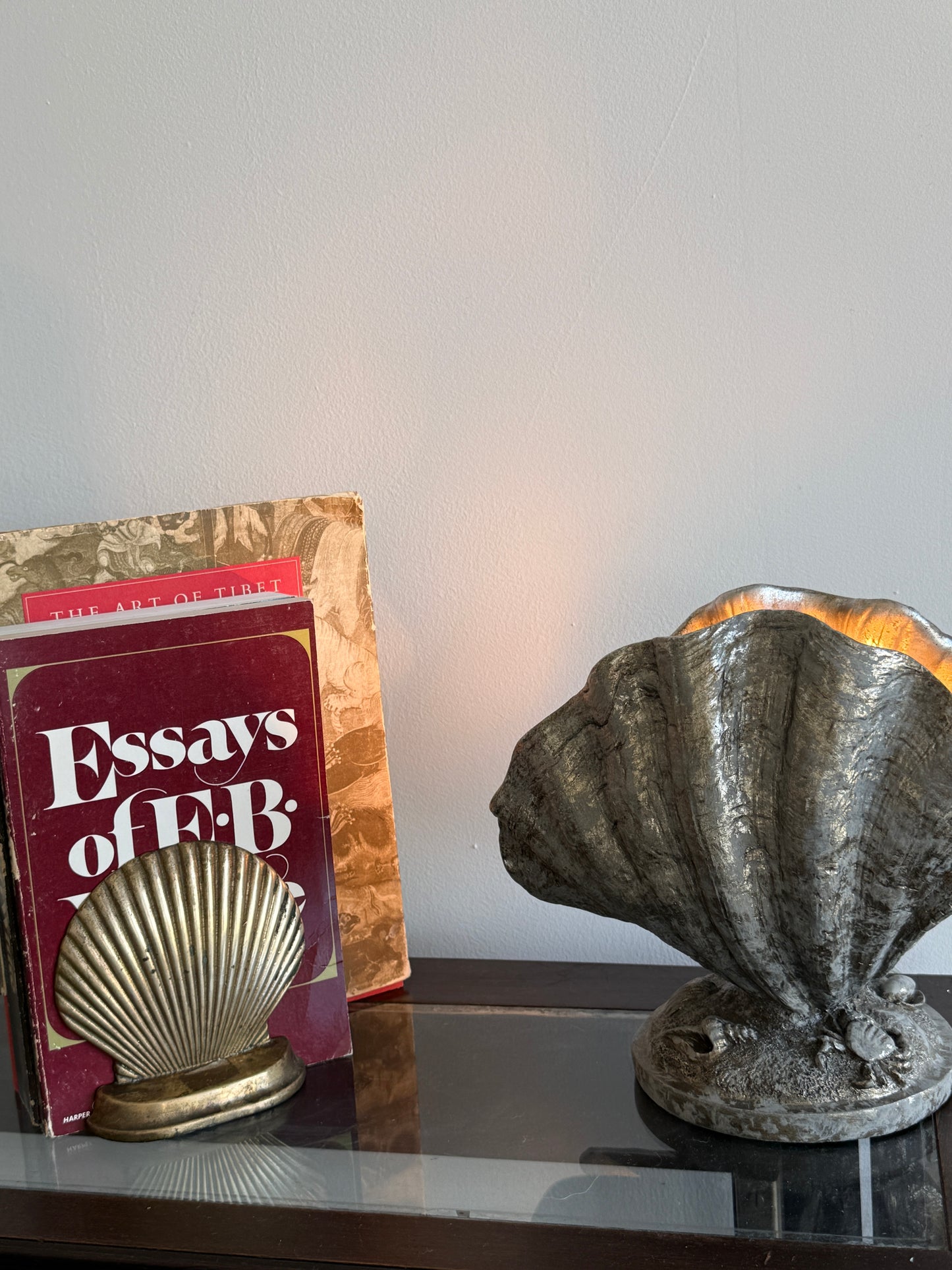 vintage brass shell bookends