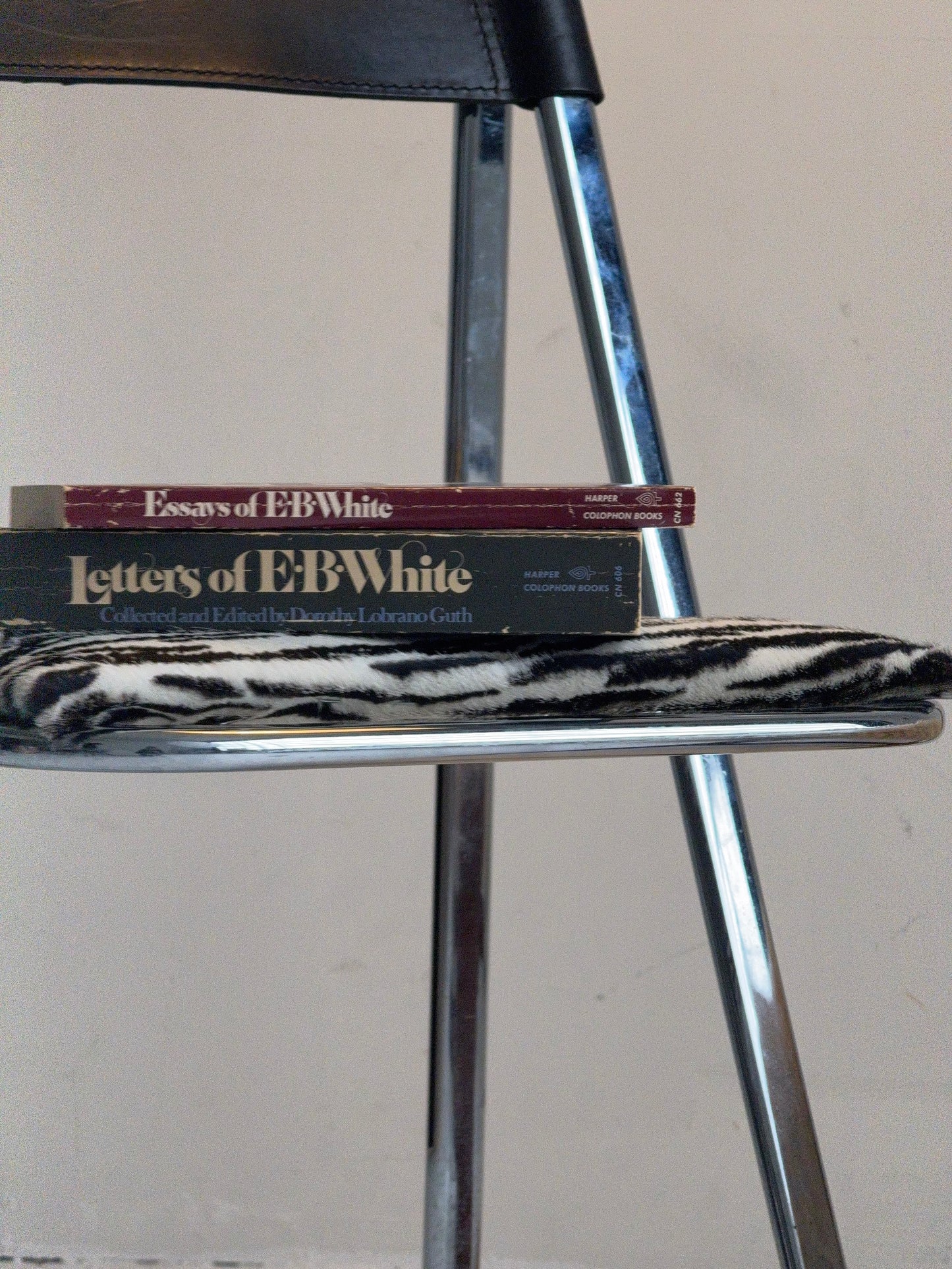 pair of chrome folding chairs by arrben, 1970s in zebra calf hair