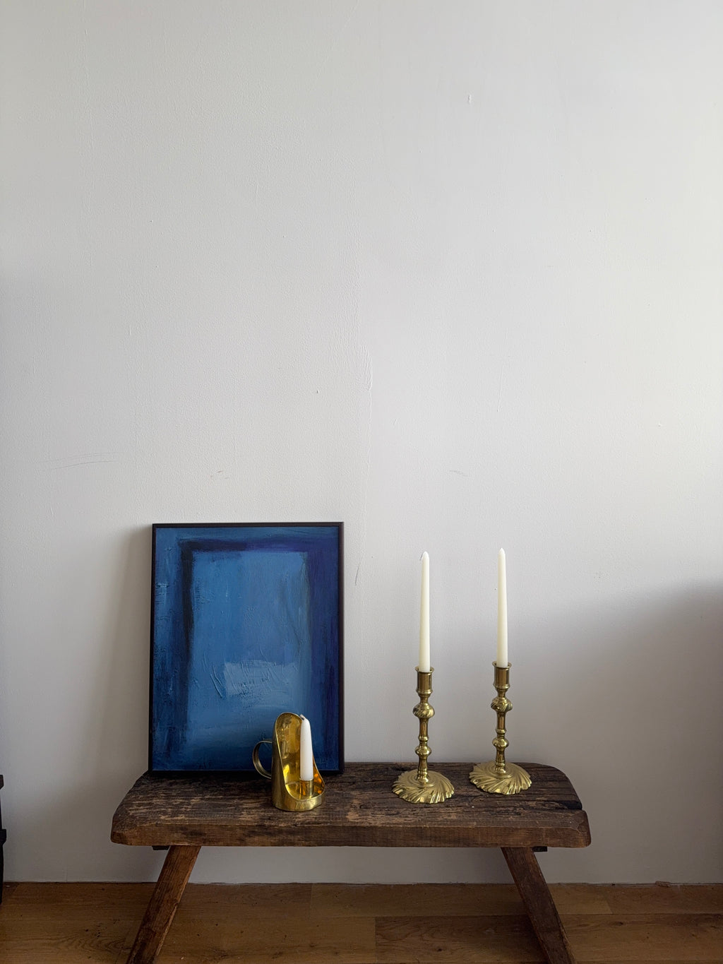 antique dutch brutalist oak bench
