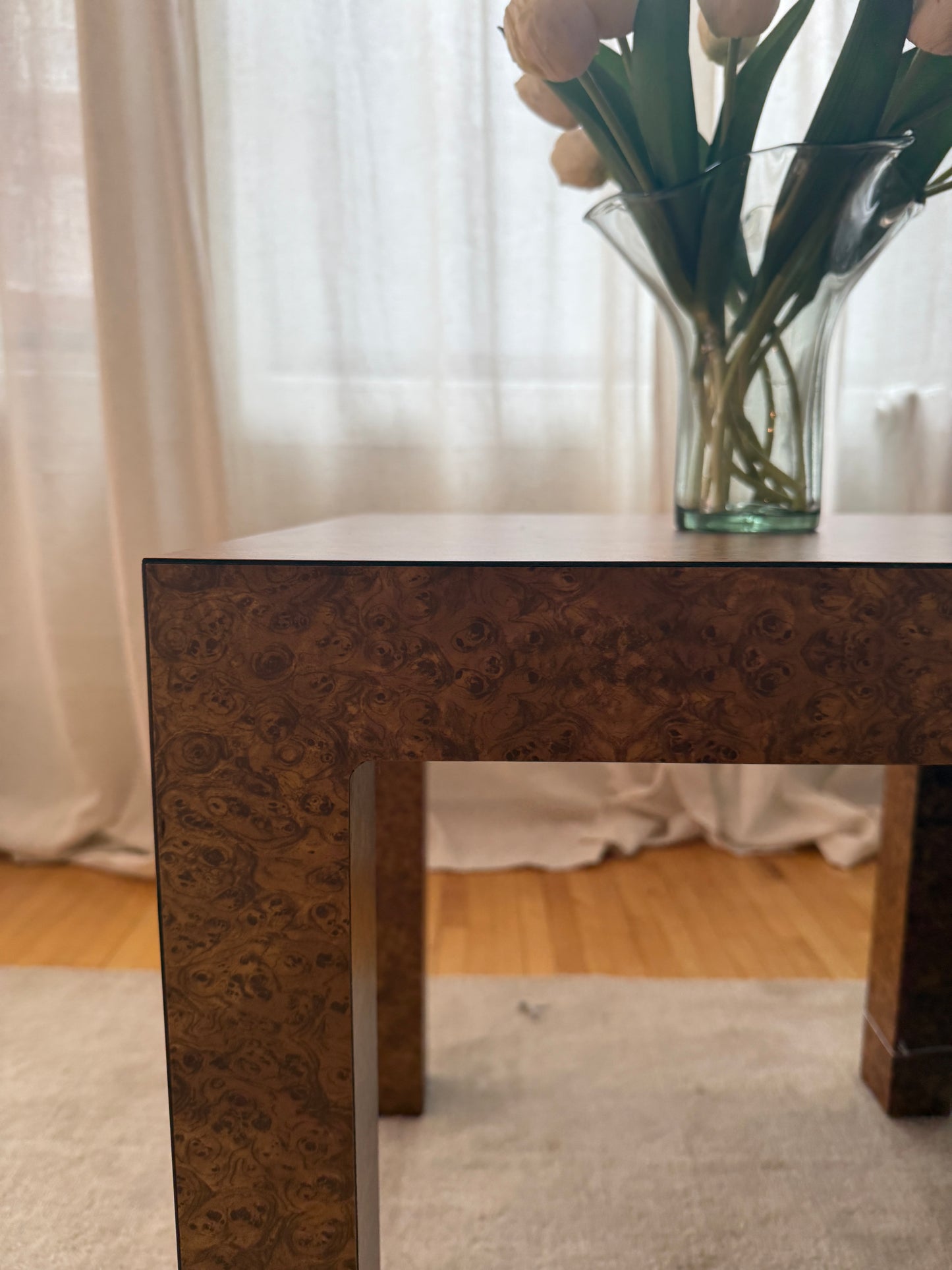 parsons burlwood side table