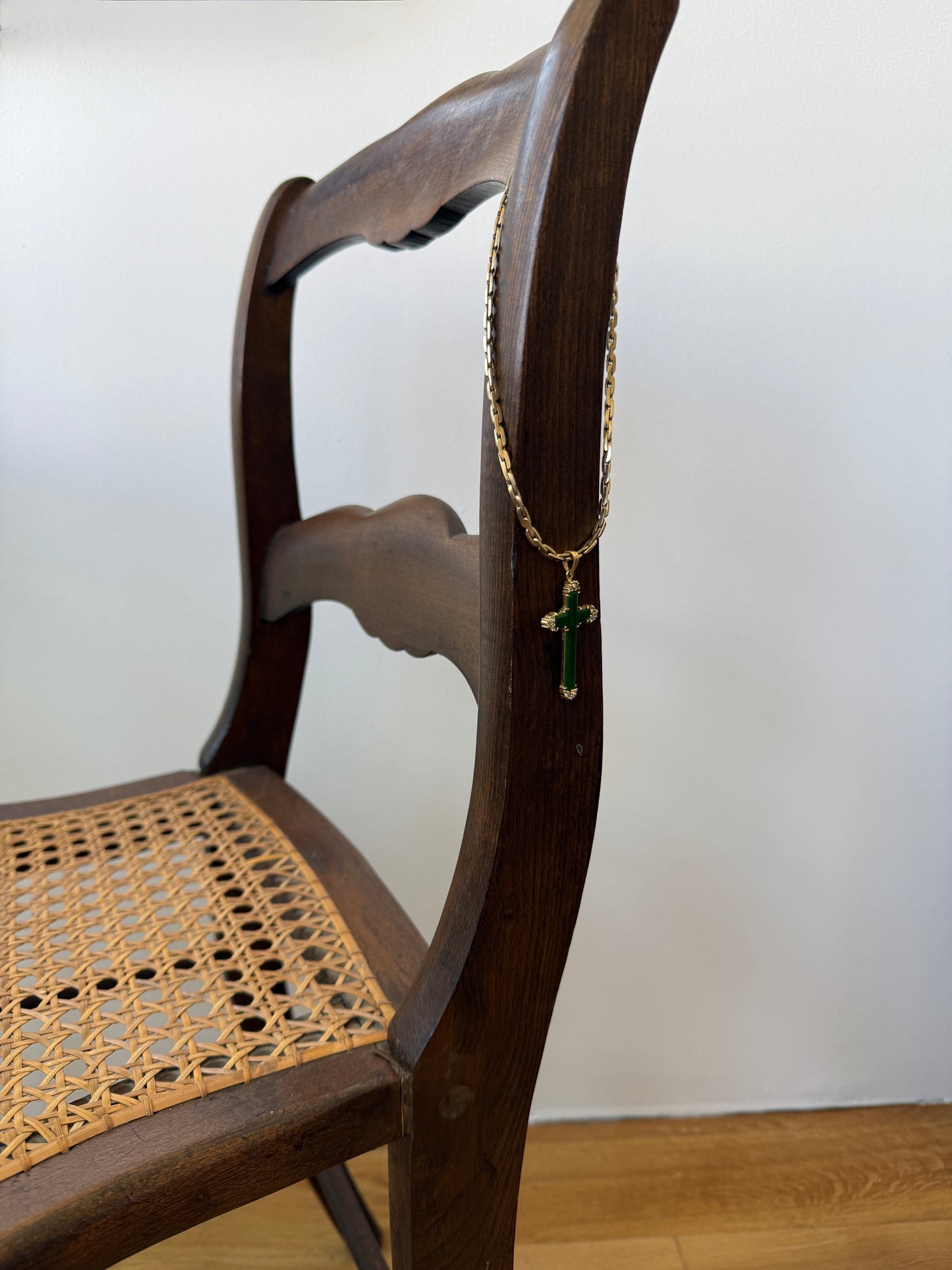 jadeite cross pendant in 18k gold