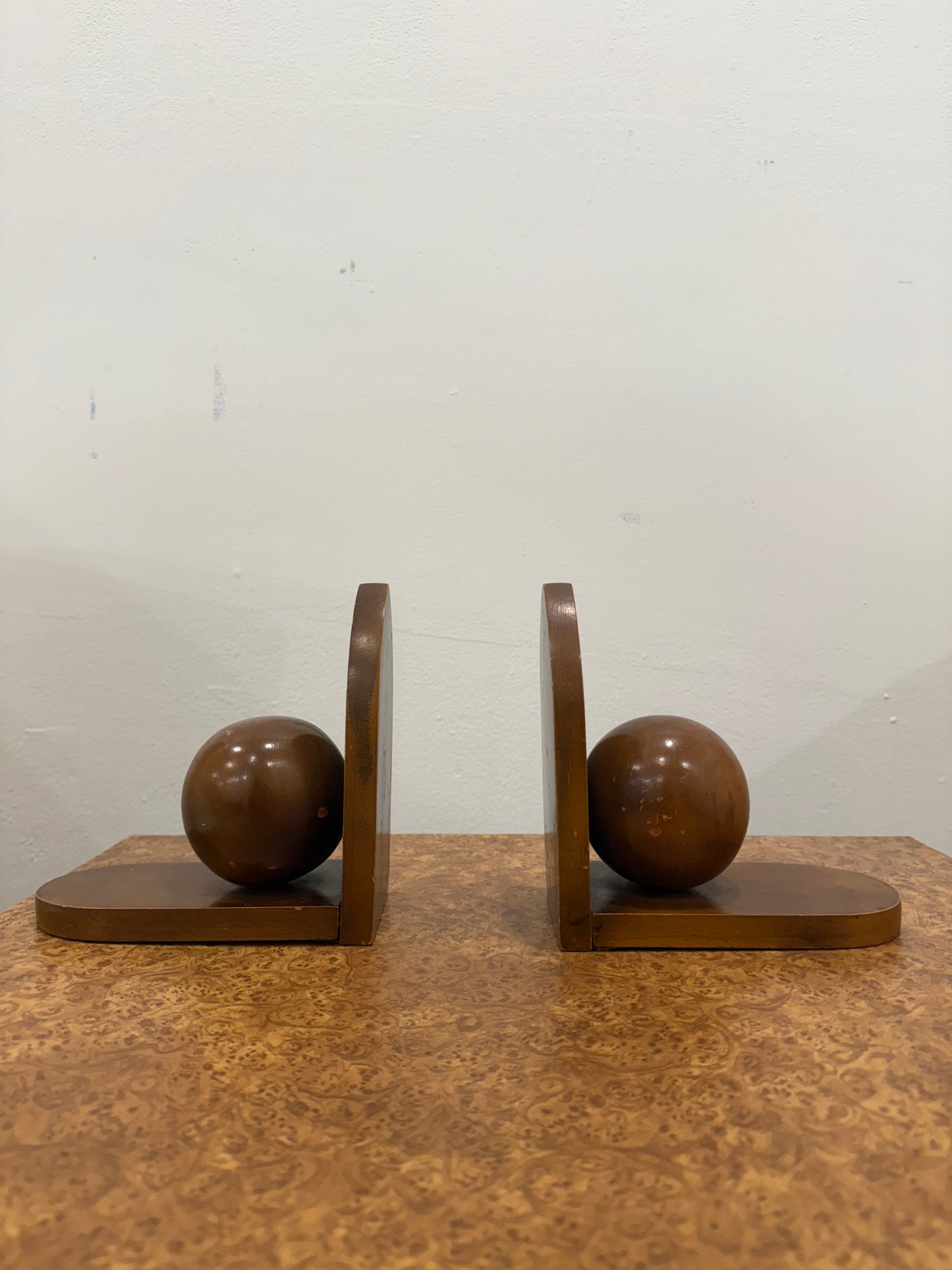 pair of dutch art deco oak bookends