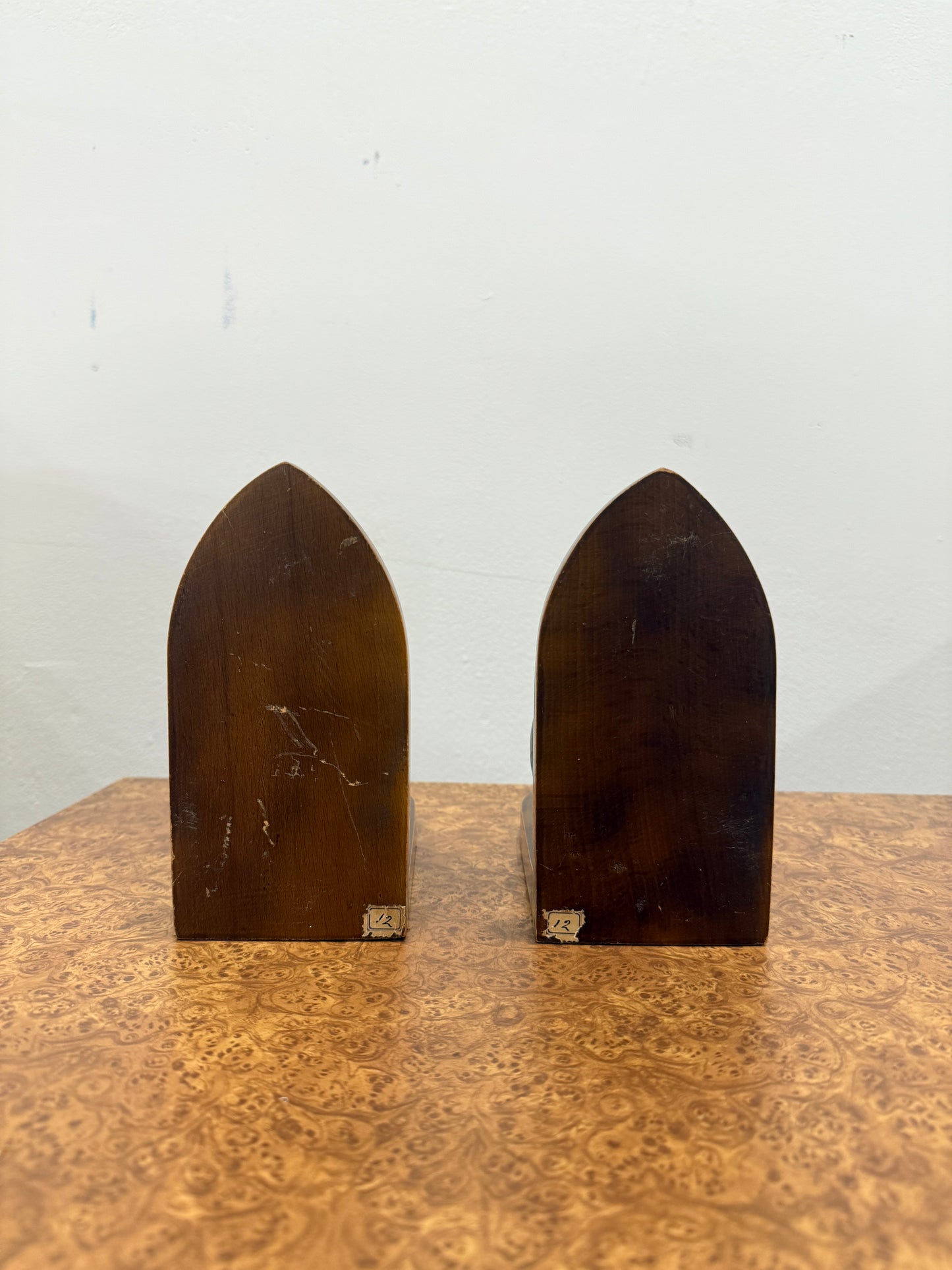 pair of dutch art deco oak bookends