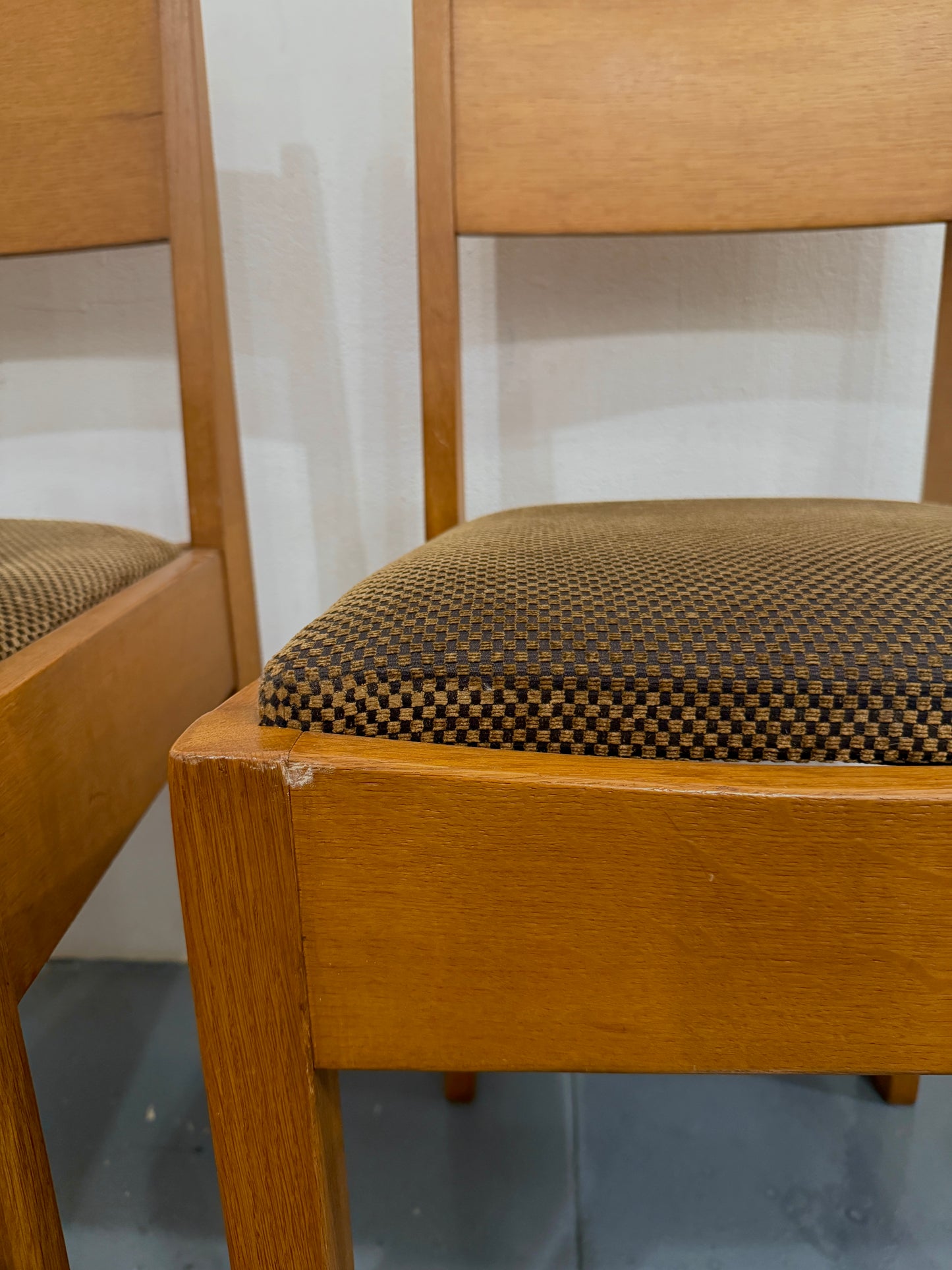 set of 4 dutch art deco oak dining chairs