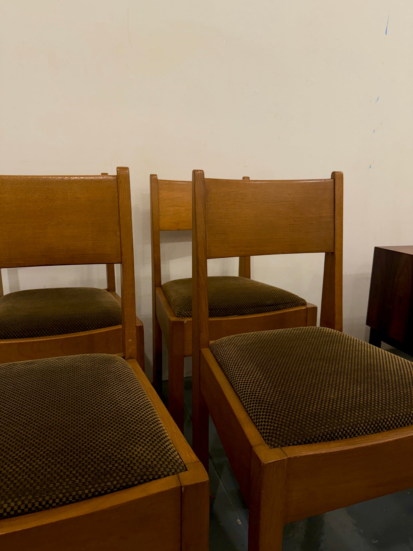 set of 4 dutch art deco oak dining chairs