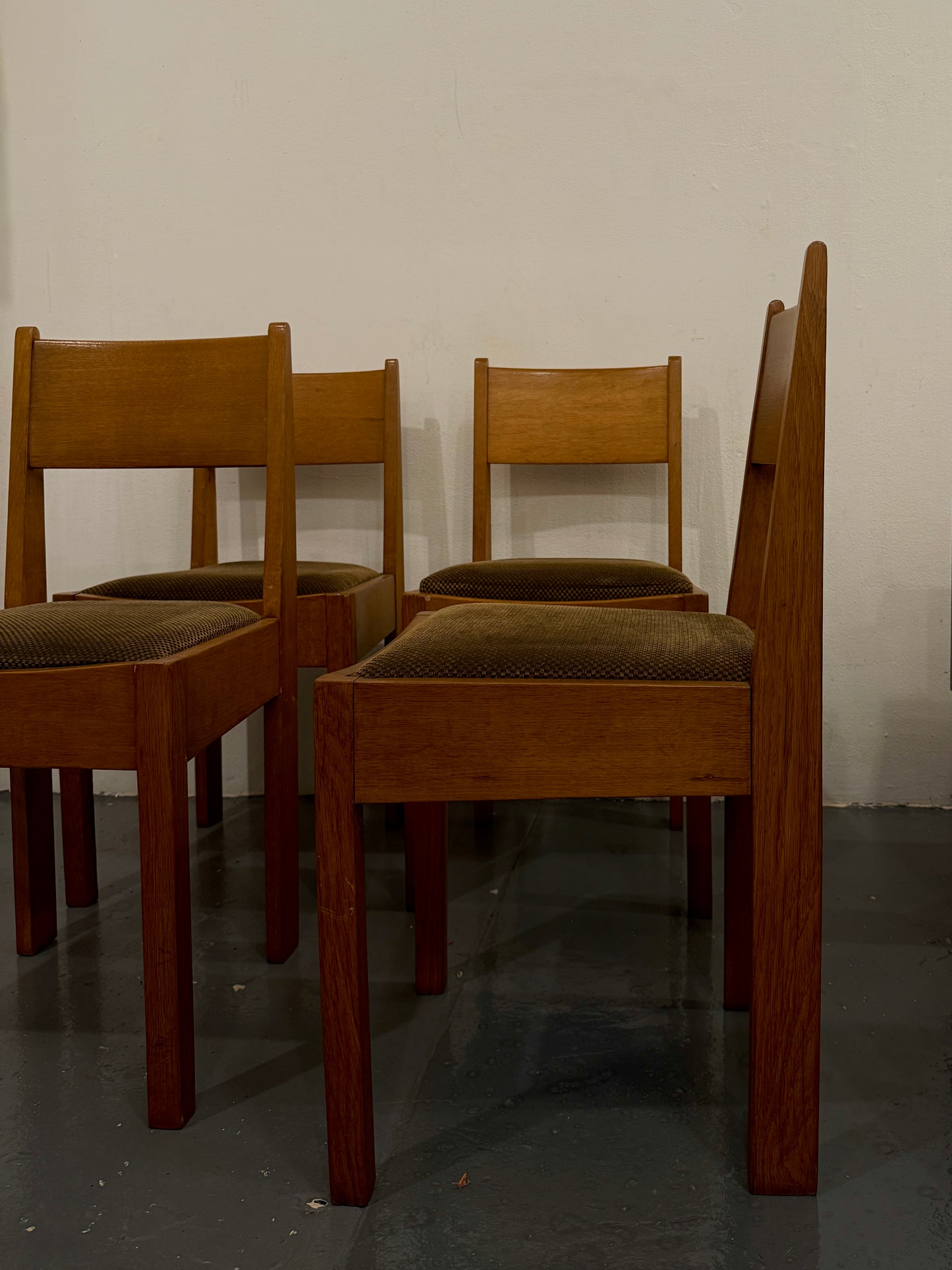 set of 4 dutch art deco oak dining chairs