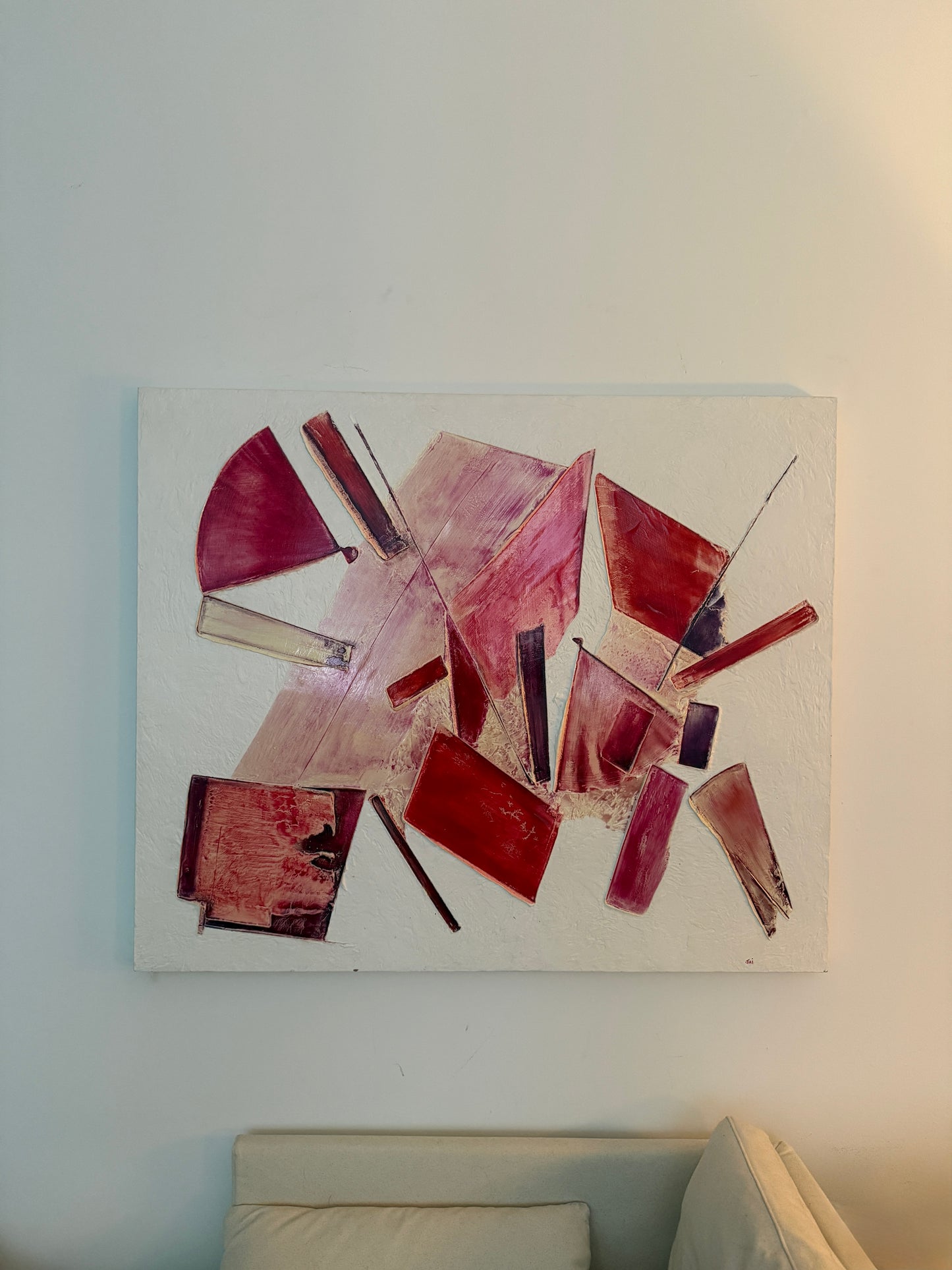 signed contemporary abstract mixed media painting, circa 1980s