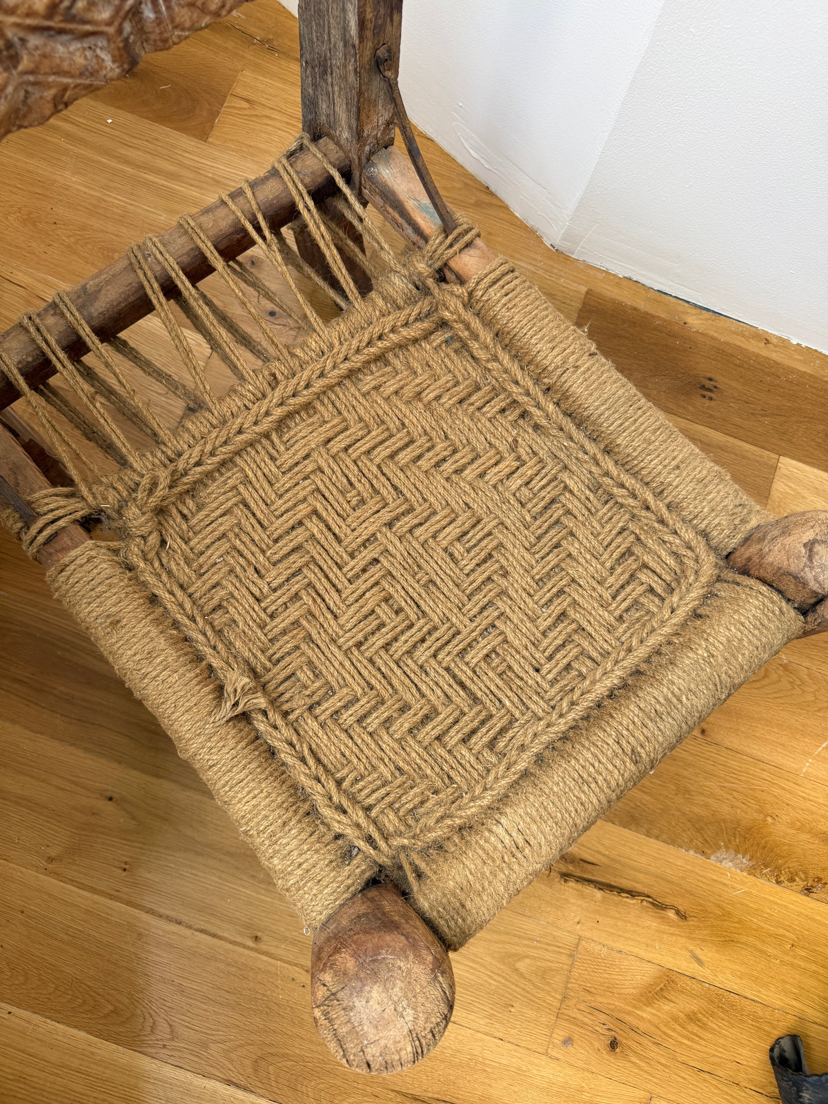 antique indian low rope chair