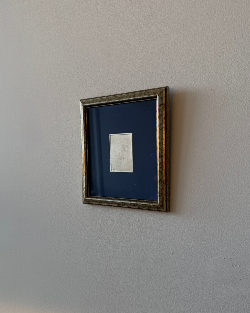 framed italian alpaca silver etched portrait