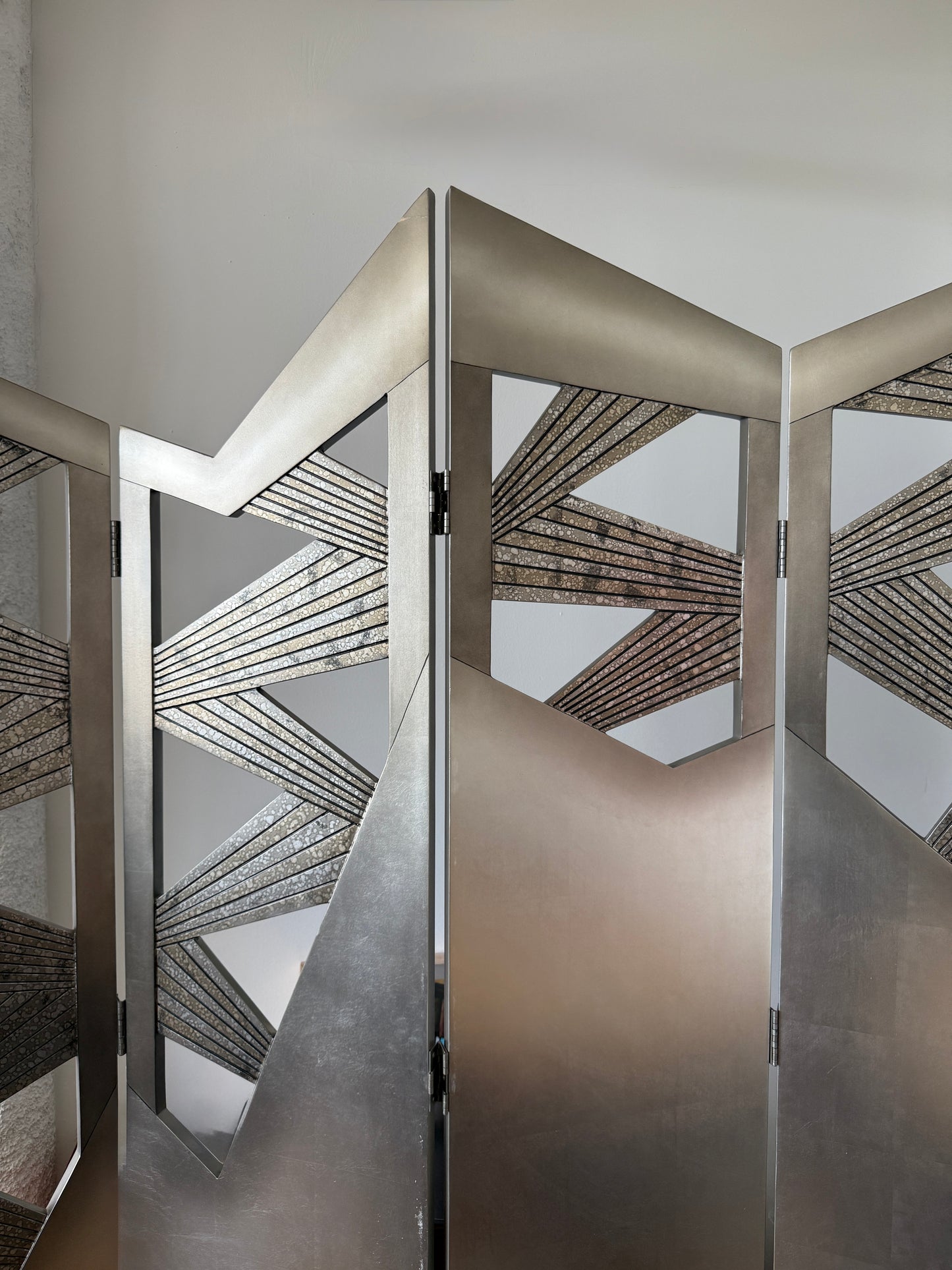 vintage silvered three-panel room divider