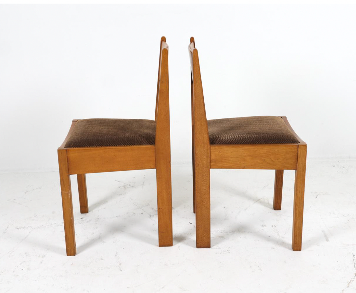 set of 4 dutch art deco oak dining chairs