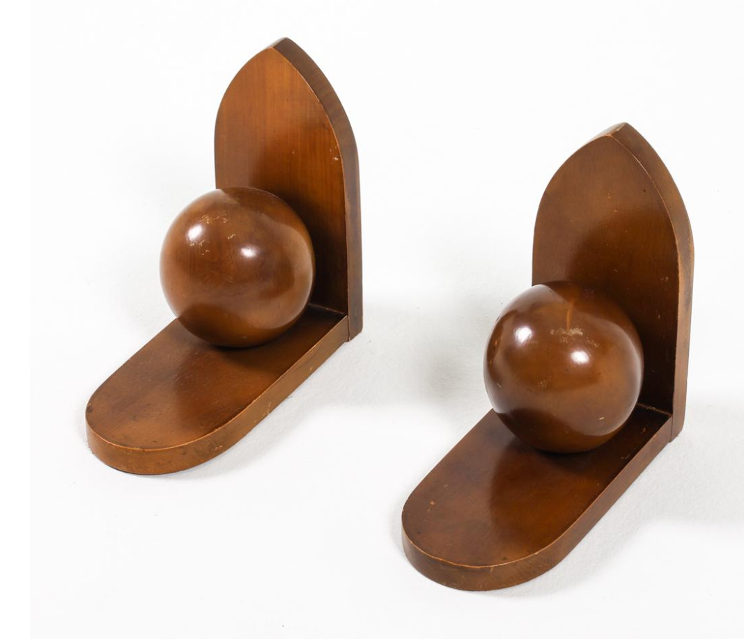 pair of dutch art deco oak bookends