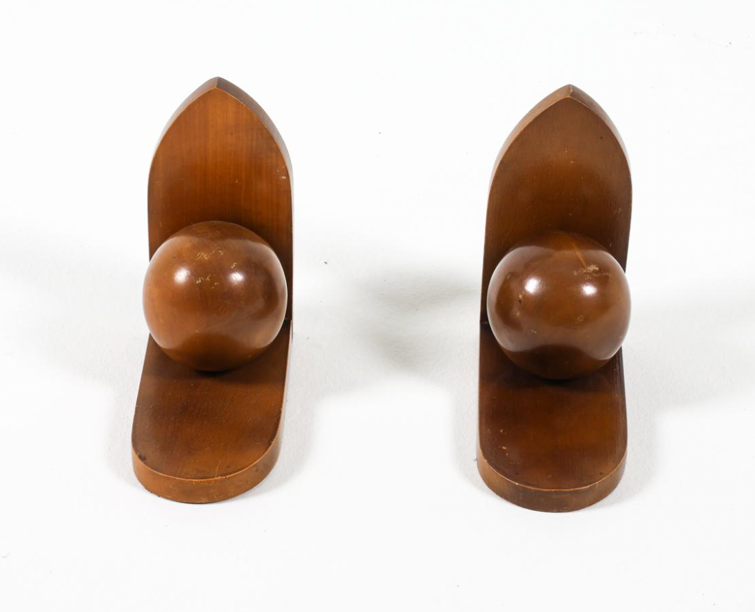 pair of dutch art deco oak bookends