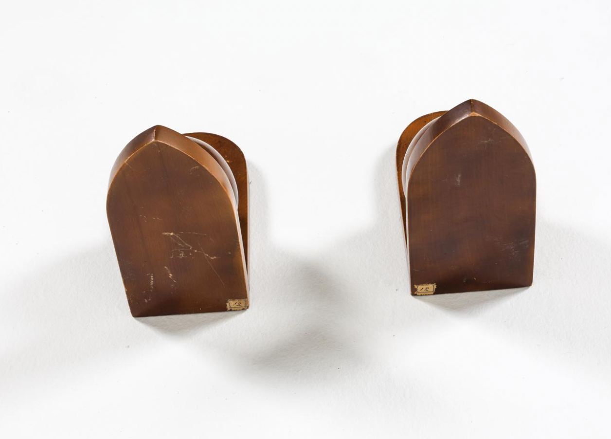 pair of dutch art deco oak bookends