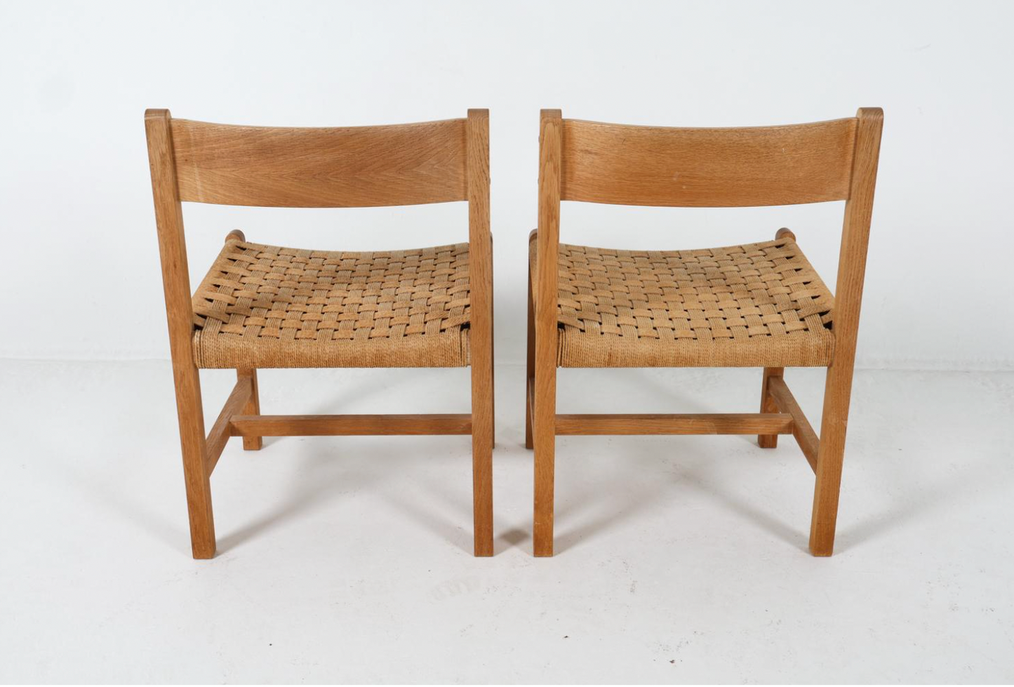 set of 4 danish oak & cord dining chairs