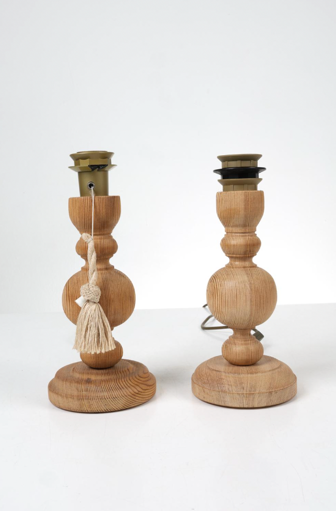 swedish pine table lamp, 1970s