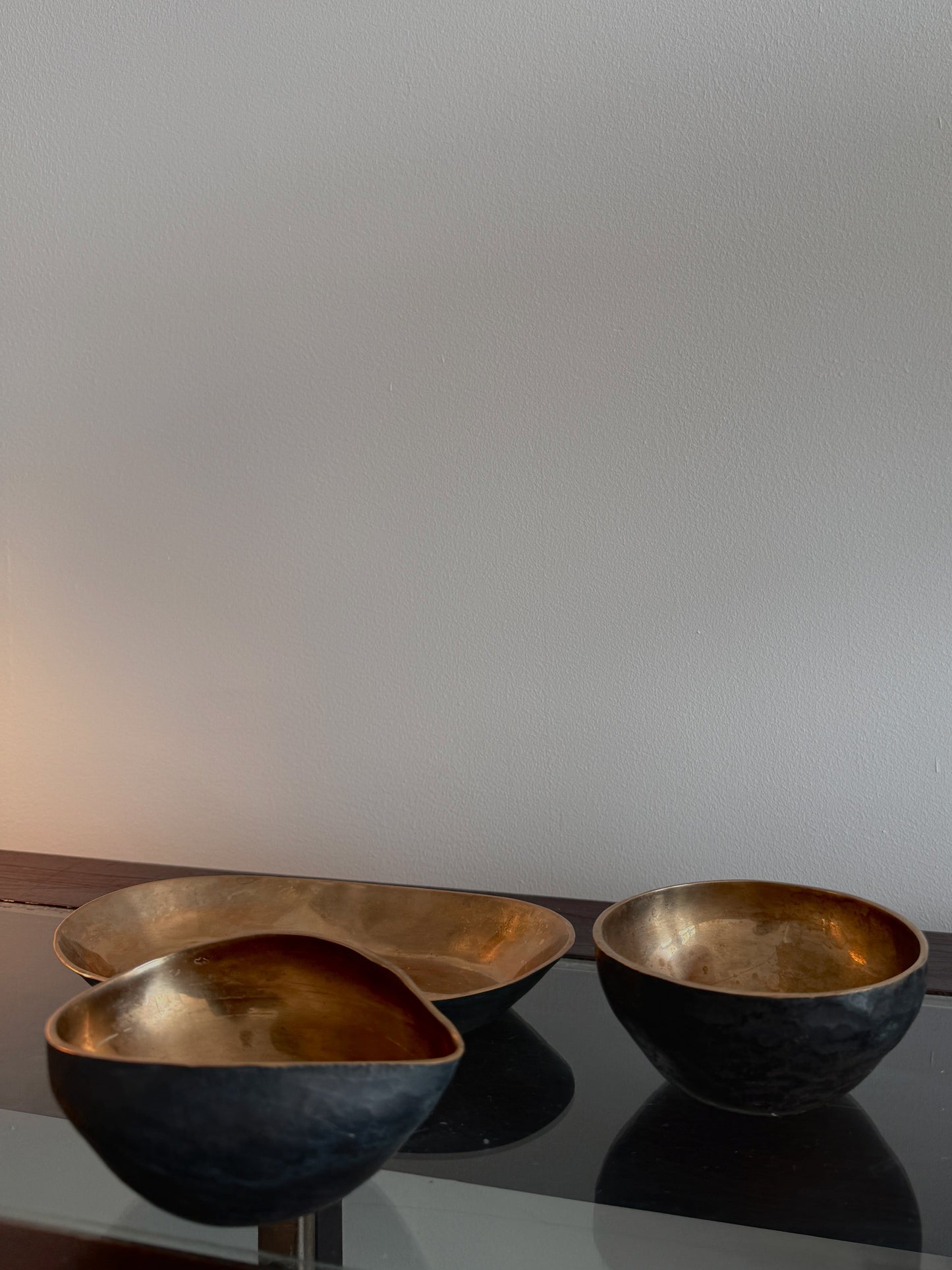 vintage hammered bronze serving set