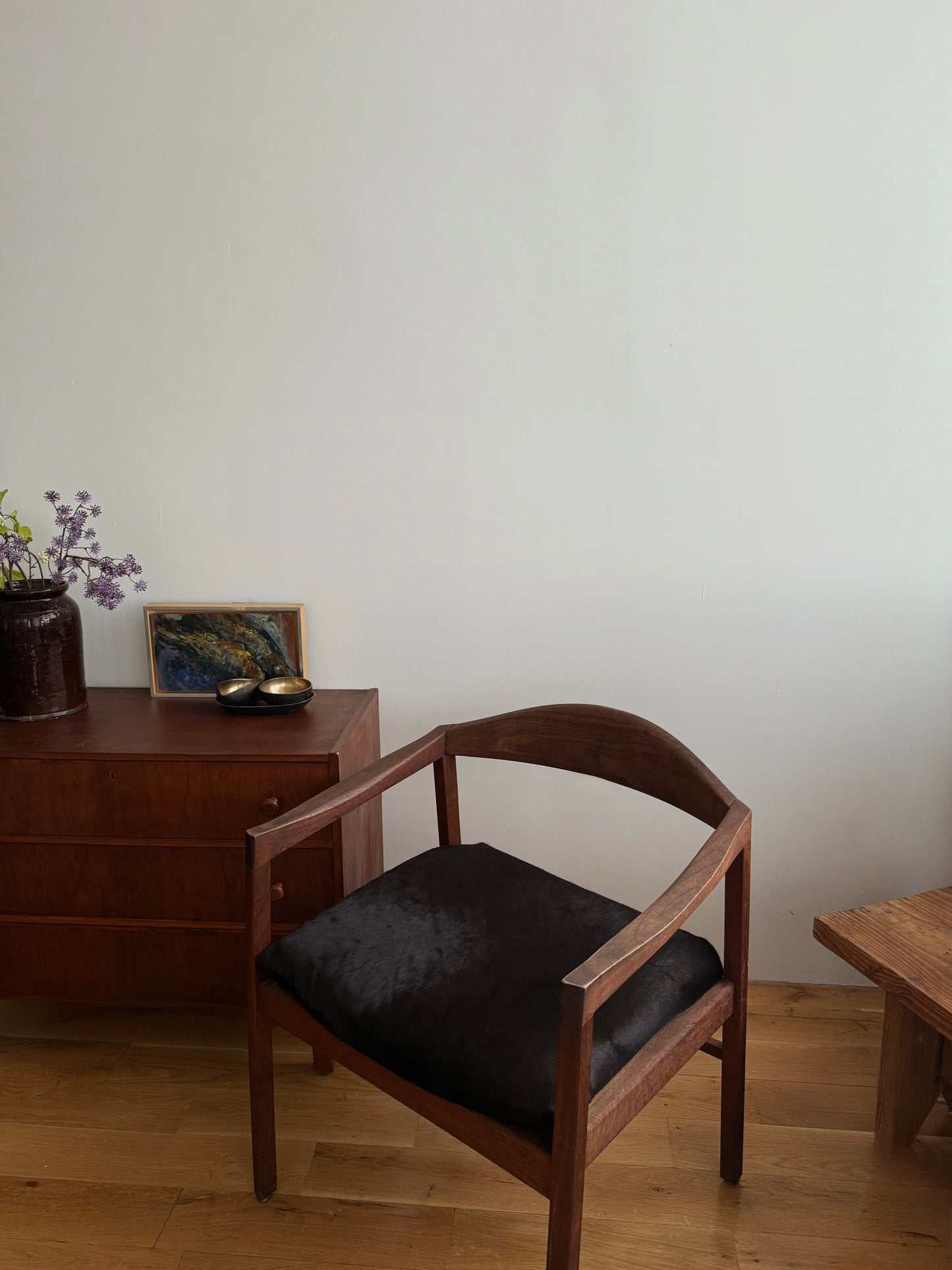 danish dux lounge chair in custom espresso calf hair