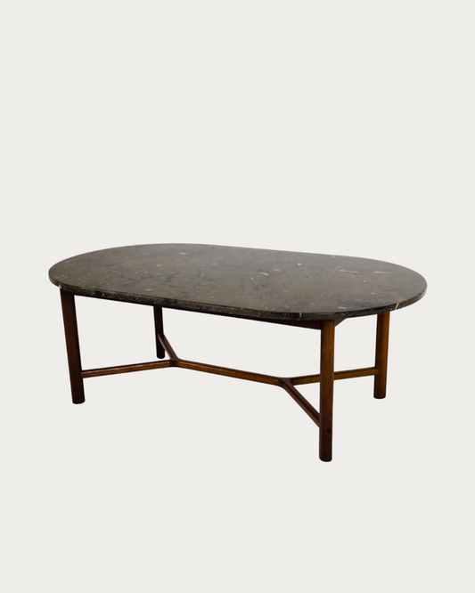 scandinavian teak & marble coffee table