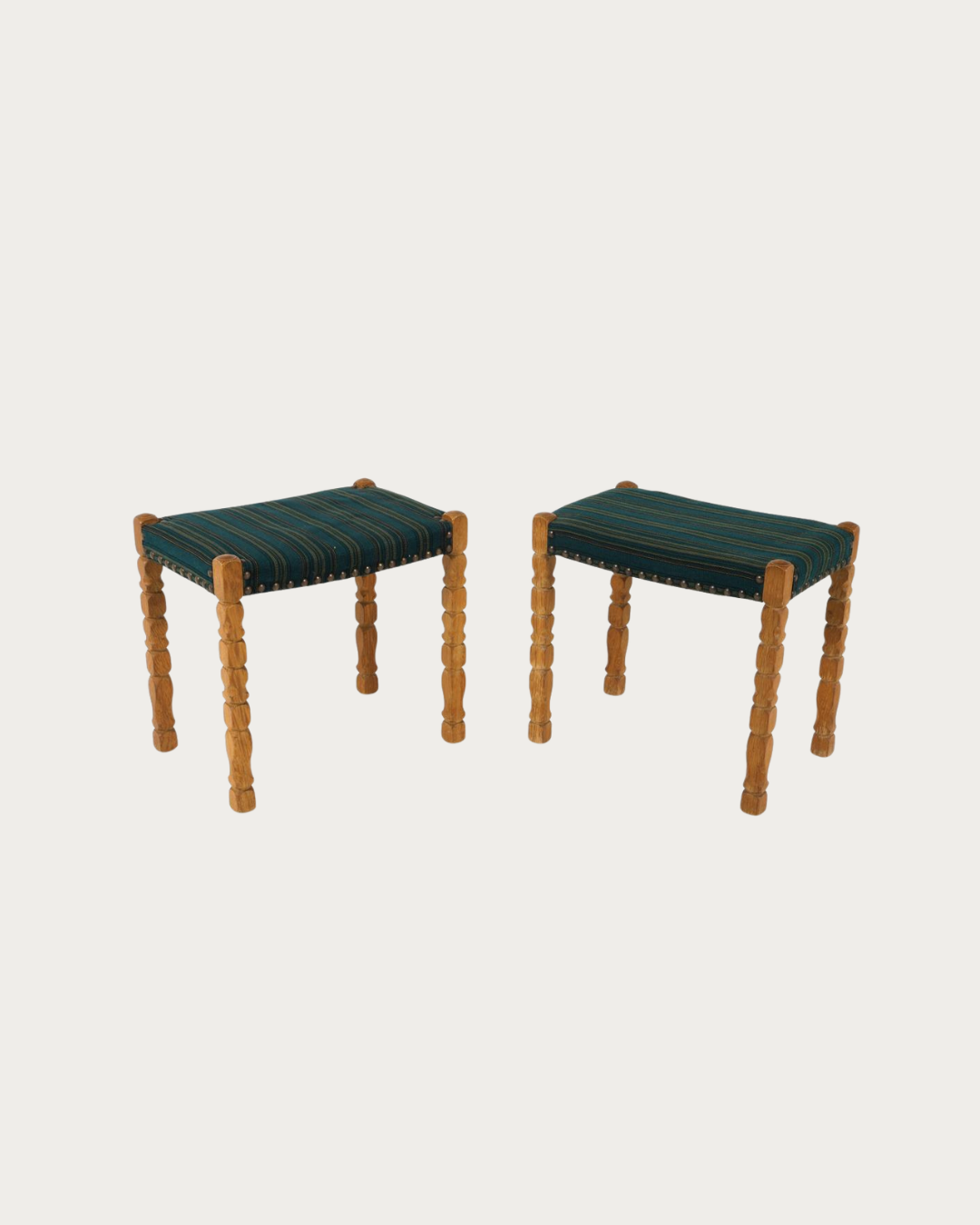 pair of henning kjaernulf style danish oak stools
