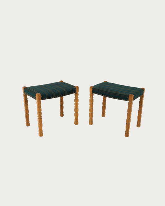pair of henning kjaernulf style danish oak stools