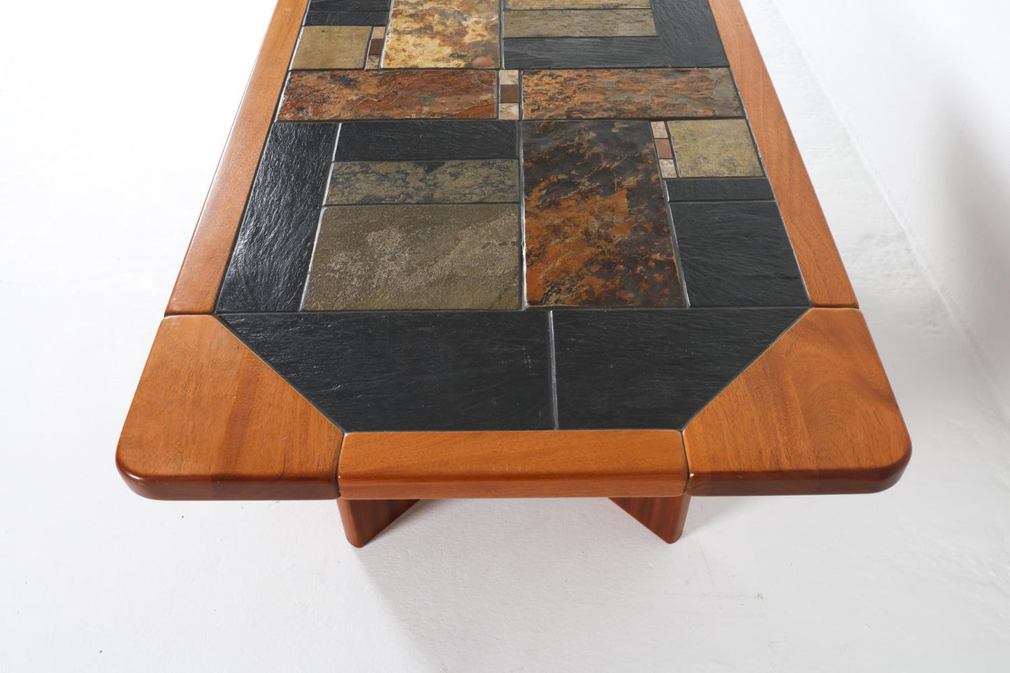 danish teak & stone coffee table