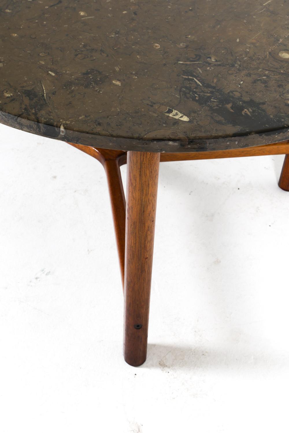 scandinavian teak & marble coffee table