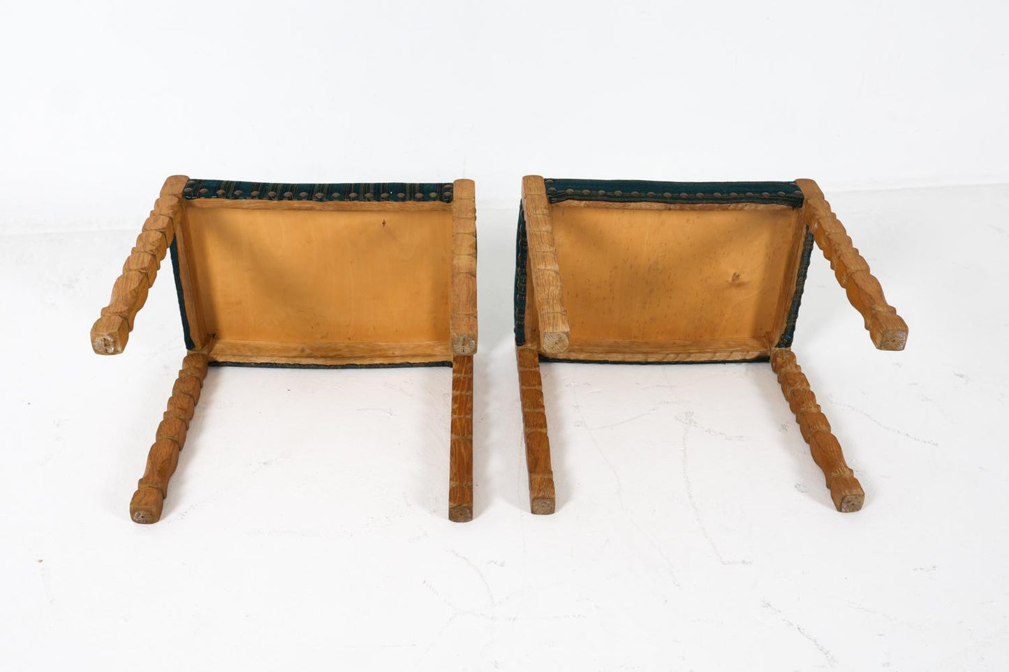 pair of henning kjaernulf style danish oak stools