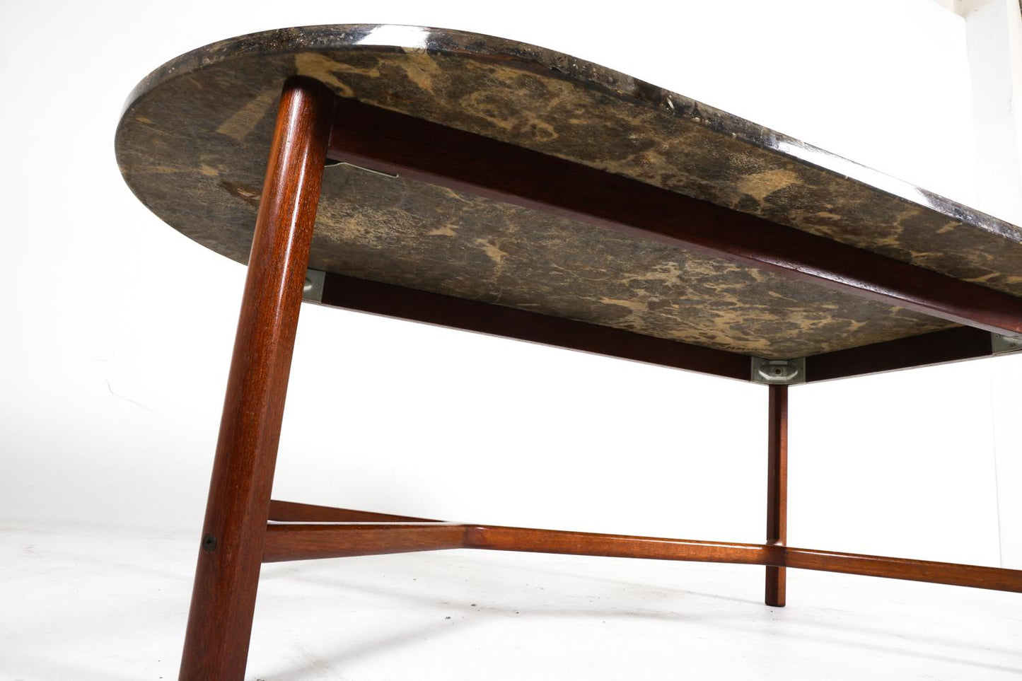 scandinavian teak & marble coffee table