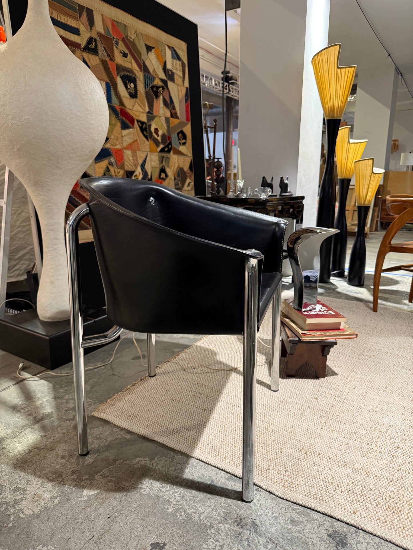 black + chrome postmodern arm chair