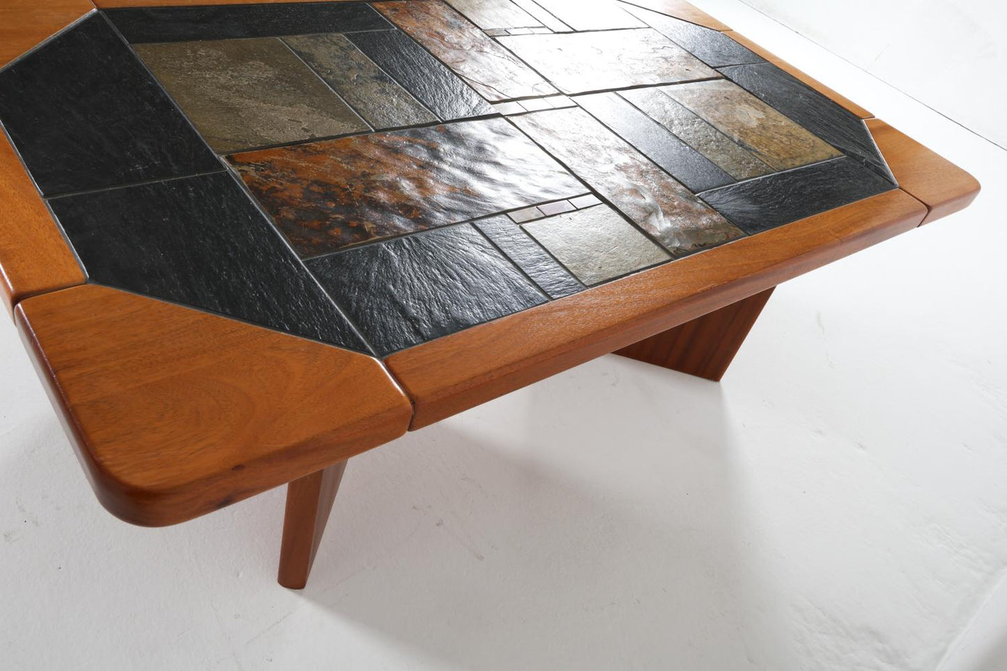 danish teak & stone coffee table