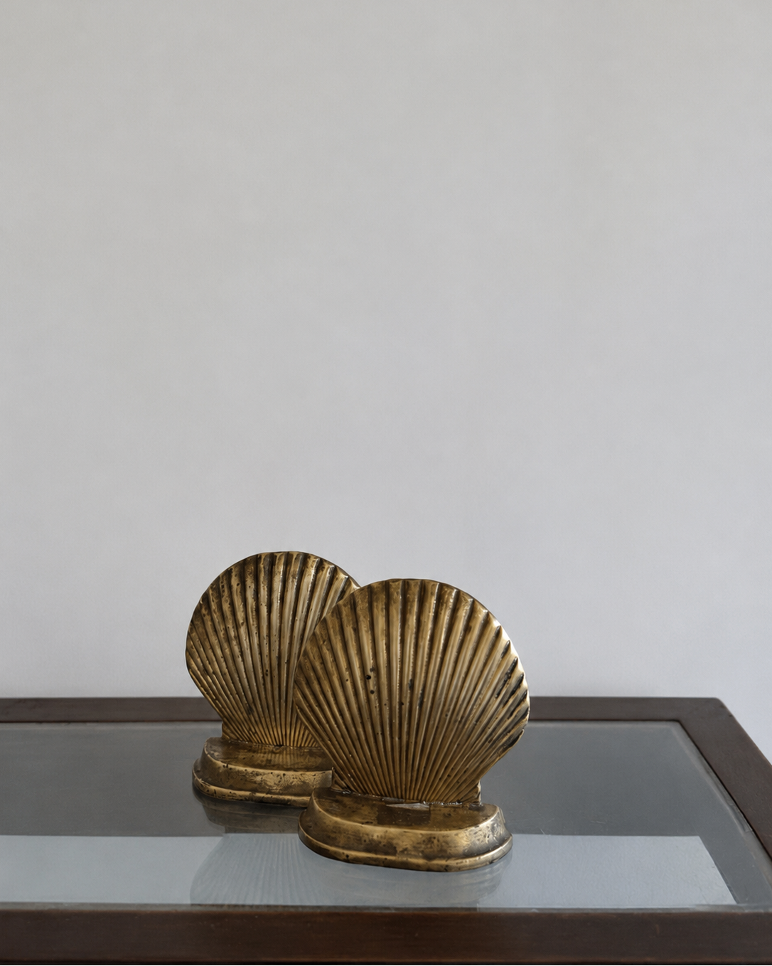 vintage brass shell bookends
