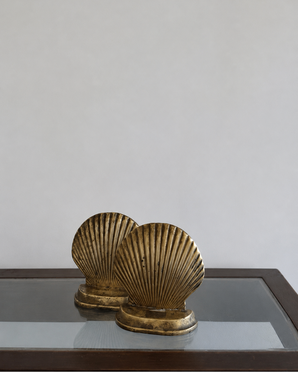 vintage brass shell bookends