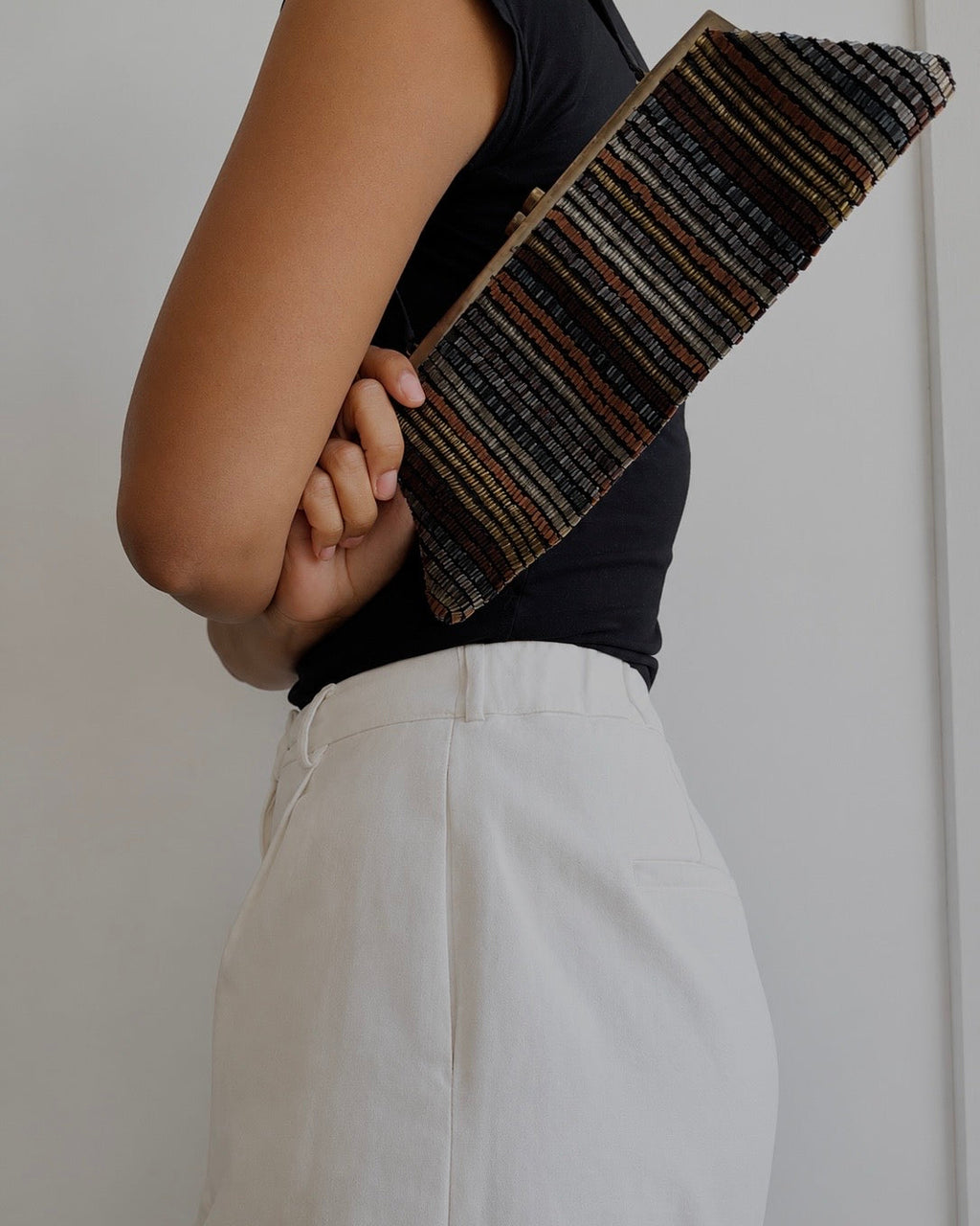 tonal beaded evening clutch