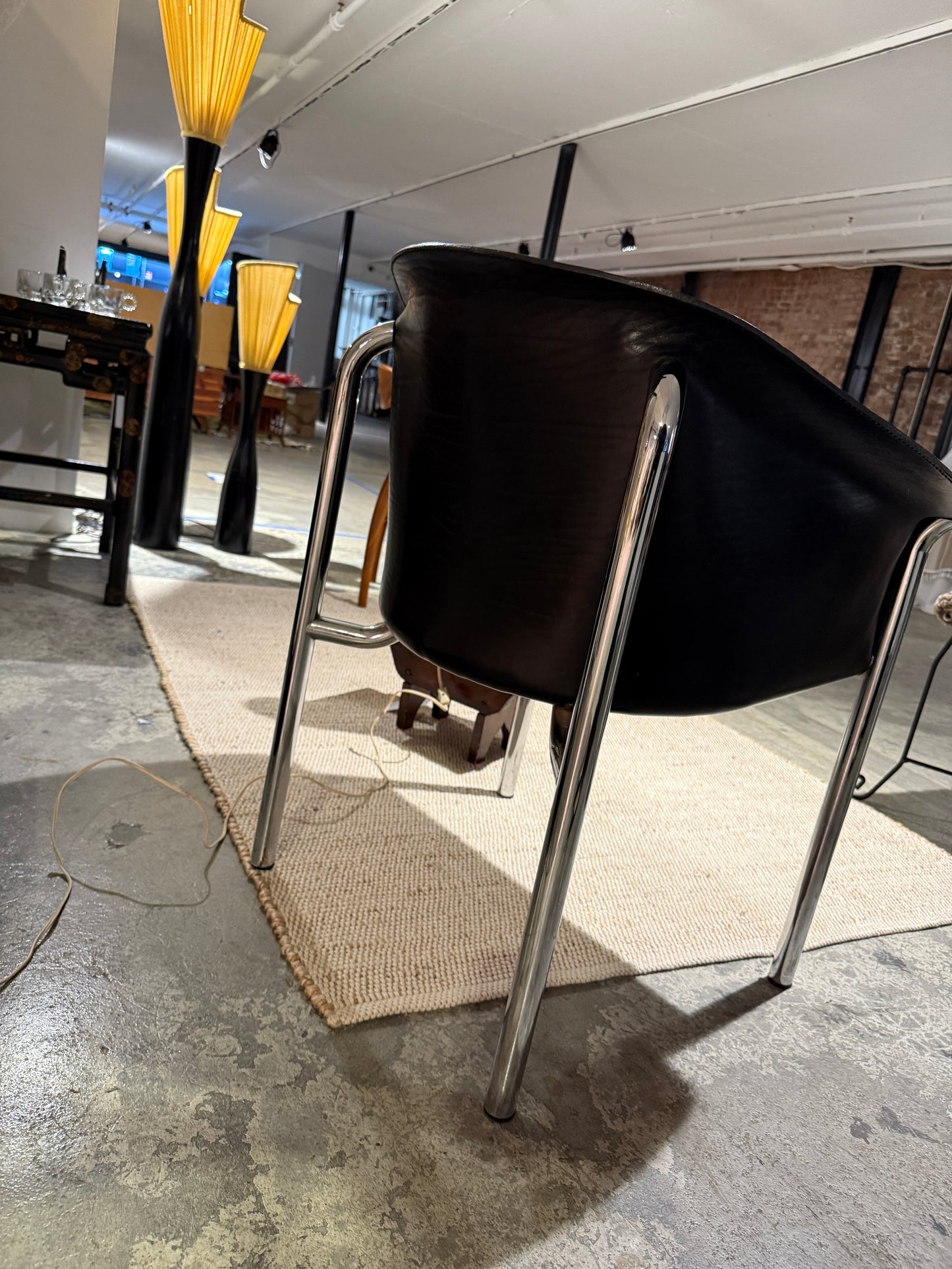 black + chrome postmodern arm chair