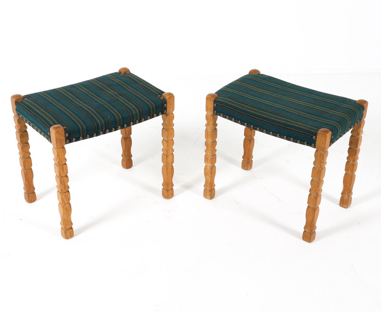 pair of henning kjaernulf style danish oak stools