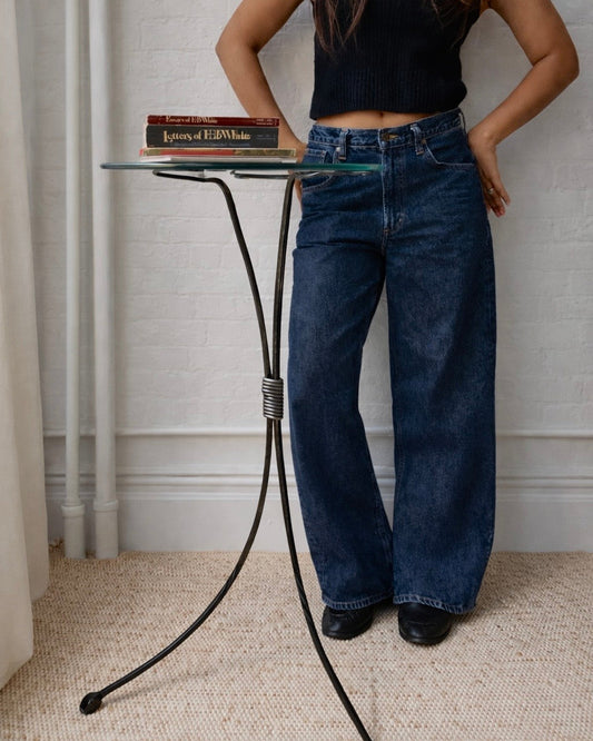 artisan wrought iron tripod side table with glass top