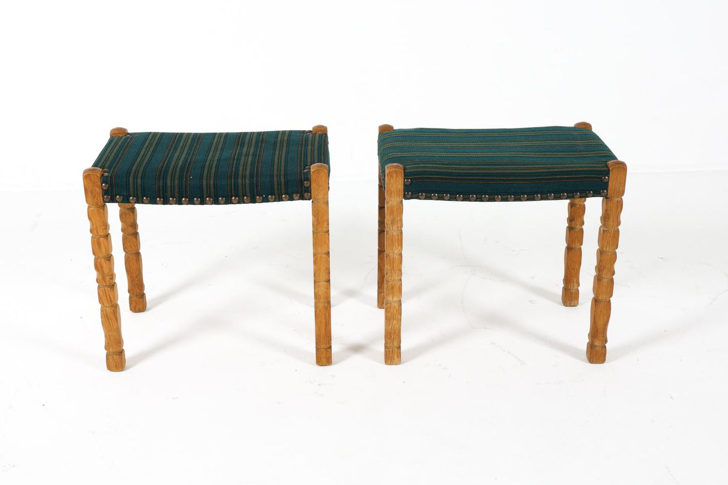 pair of henning kjaernulf style danish oak stools