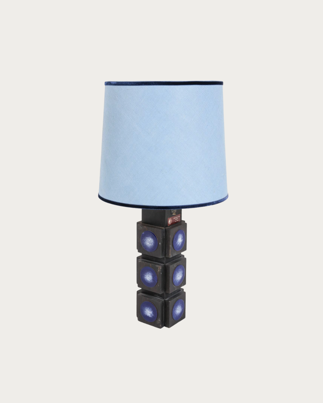 vintage ateljé glas & trä table lamp, 1960s
