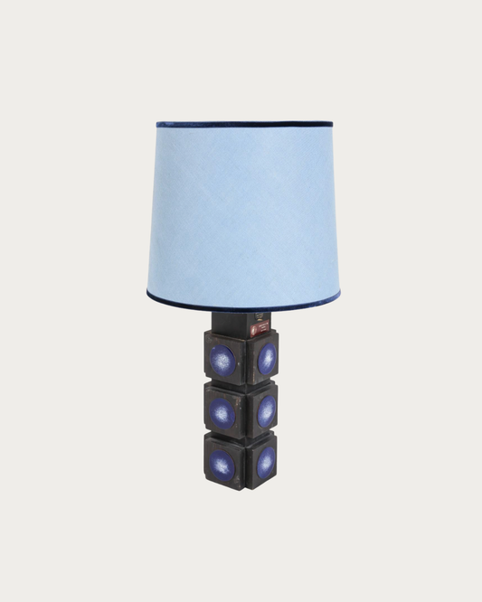 vintage ateljé glas & trä table lamp, 1960s