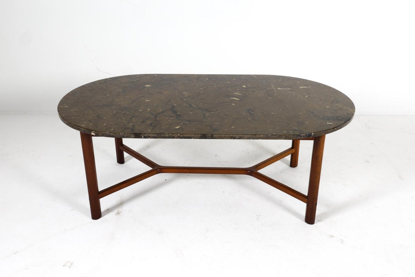 scandinavian teak & marble coffee table