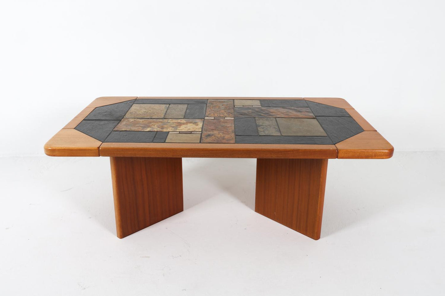 danish teak & stone coffee table