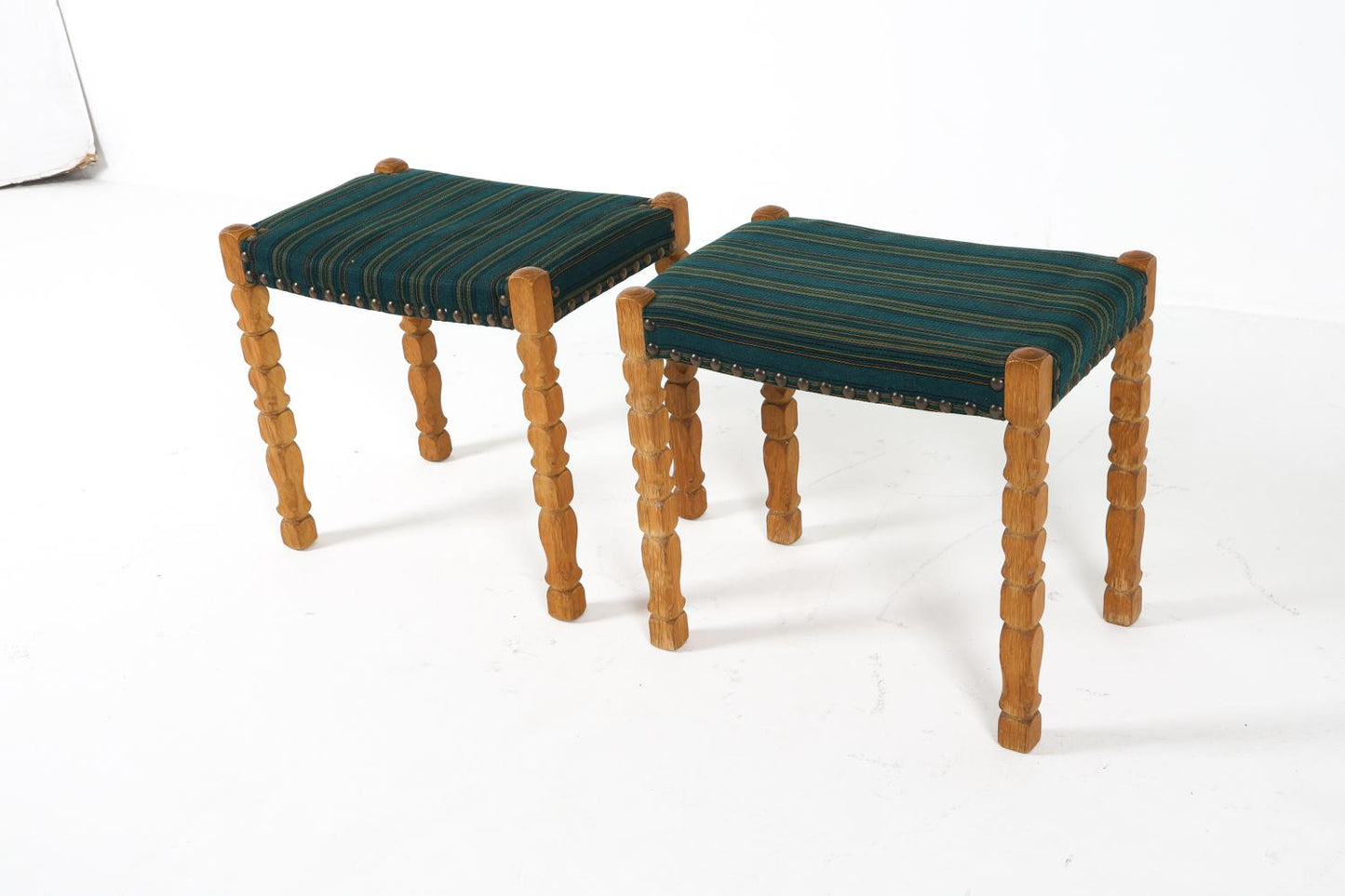 pair of henning kjaernulf style danish oak stools