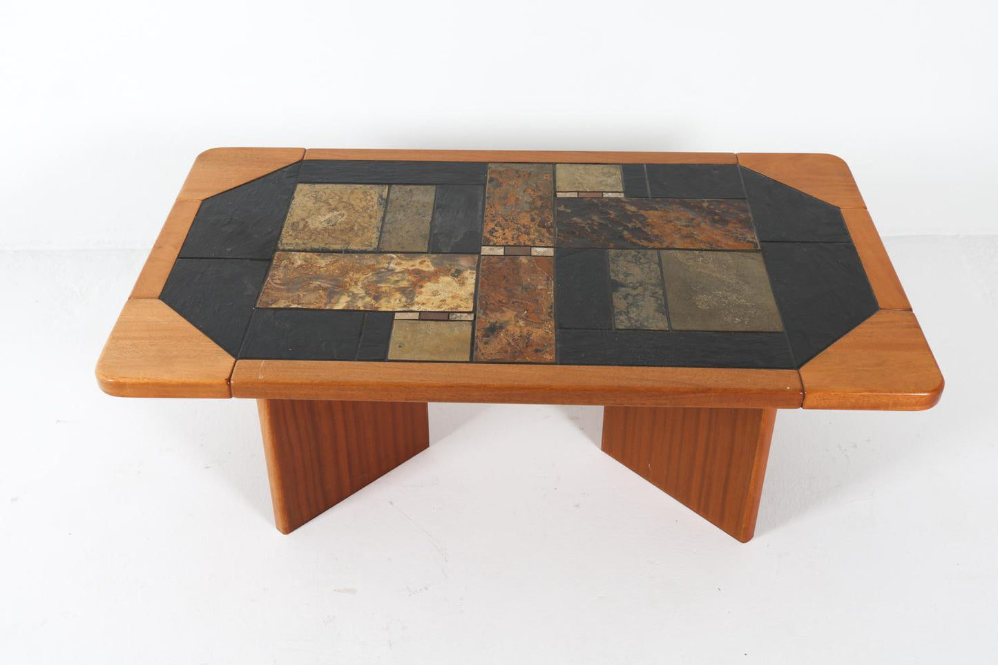 danish teak & stone coffee table