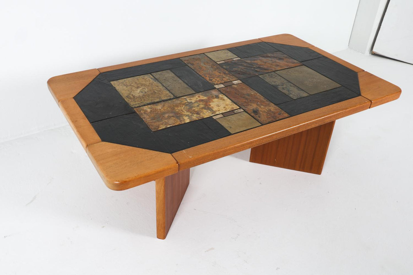 danish teak & stone coffee table